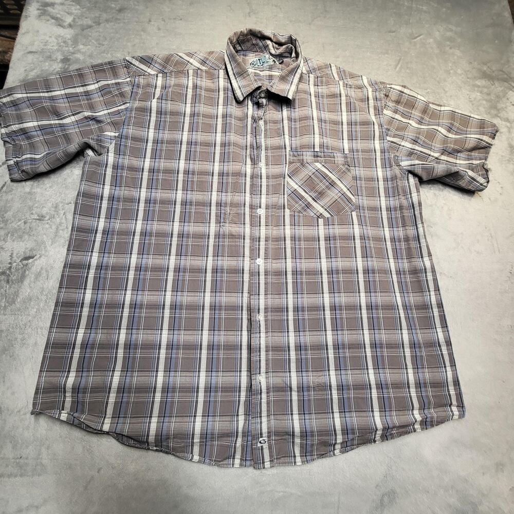 Gotcha Shirt Mens 2XL Brown Plaid Short Sleeve Button Up Relaxed Fit Lightweight